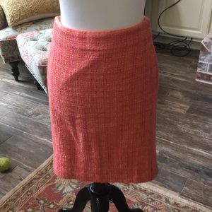 J Crew pink/coral tweed skirt